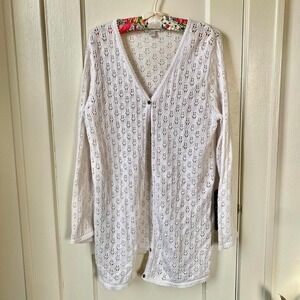 Vintage 90s y2k crochet cardigan top long duster style